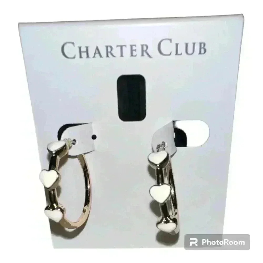 Charter Club Gold Heart Hoop Earrings
